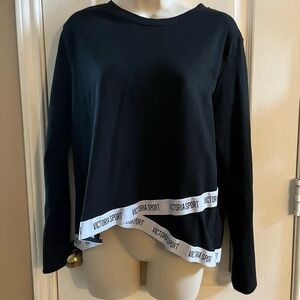 Victoria secret sport cropped sweatshirt black white Sz medium crew neck